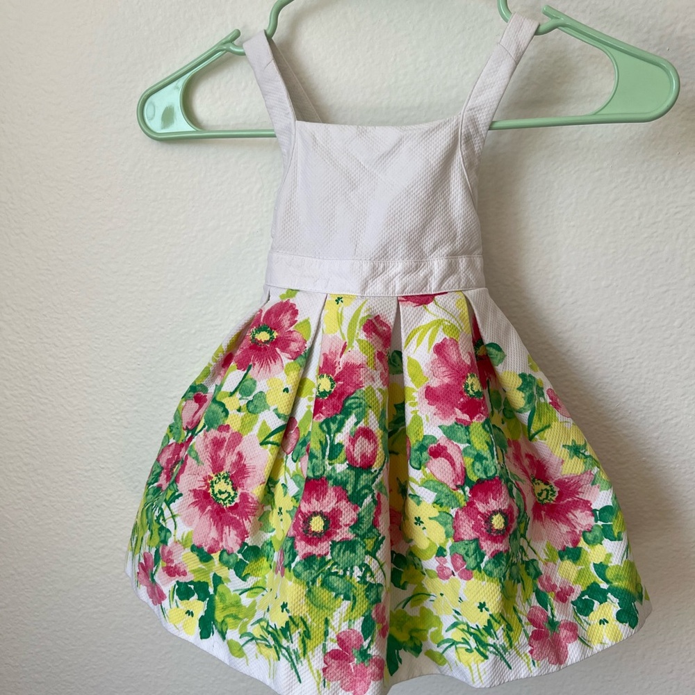 NWOT Janie and Jack Sunshine Oasis Floral Tulle Dress Girls Size 12-18 Months